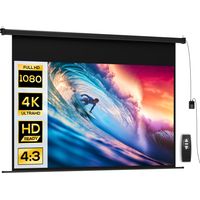 Écran vidéoprojecteur 100 Pouces, 16:9 4K HD montage mural ou plafond, panneau de commande et télécommande