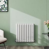 AICA 600x590mm White Horizontal Designer Radiator Double Oval Column Heating UK
