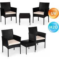 Technorattan Garden Furniture Set, 2 Chairs & Table, Black