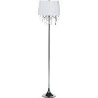 Lampadaire Blanc en Métal 170 cm E27 Max 40W Abat-Jour à Cristaux Elegant Evans