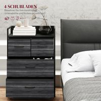 Commode industrielle 4 tiroirs en toile noire, 60x29x85 cm, meuble de rangement buffet