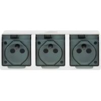 HERMES WEISSE STECKDOSE NT 3X Z/U MIT RAUCHKLAPPE IP44 SCHRAUBANSCHLÜSSE 16A 250V 0323-01