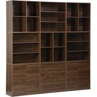 Bookshelf Kit, Walnut Wood Decor – 9 Elements, 100% Modular, L 210 x W 35 x H 210 cm – Kompo