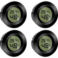 Set mit 4 Mini-Digitalhygrometern, runden Thermometern, Hygrometer, Temperaturanzeige (℉) oder Celsius (℃), für den Innenbereich, Büro, Wohnzimmer (Batterien enthalten)