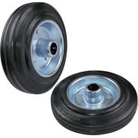 Lot de 2 Roues roulettes de chariot Ø160 mm avec roulement à billes - capacité de charge 130 kg - couleur de roue: noir en caoutchouc - jante en acier
