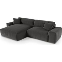 Canapé d'angle gauche 4 places en tissu tramé toucher doux anthracite foncé CHEER