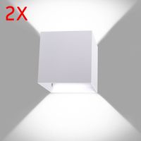 Apliques de Pared Interior 2 Piezas, 12W Moderno LED Lámpara de Pared Interior de Aluminio Ángulo Ajustable para Pasillo Escalera Dormitorio (Blanco/Blanco Frío)
