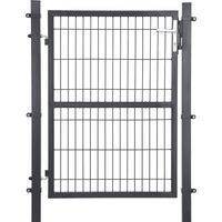 Songmics – Portillon en acier galvanisé 125 x 106 cm – Serrure en cuivre et poignée inox – Résistant aux intempéries – GGD175GY
