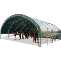 TOOLPORT Box Cavalli 10x10 m telo in PVC 2300 Newton tenda da pascolo - fissaggio per cemento - aperto sul davanti - verde