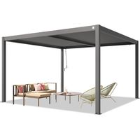 PRIMEYARD Pergola 4x4 m poteaux en aluminium avec lames orientables en acier pavillon gris