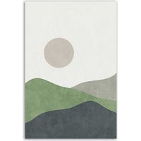 Tableau paysage abstrait collines vertes