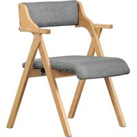 SoBuy Chaise Salle à Manger Pliante en Bois avec Coussin – Chaises de Cuisine et Chaise de Salon Pliable Confortable, Chaises Bois pour Bureau ou Jardin, Gain de Place, Gris FST98-HG