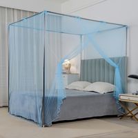 Zanzariera 180x200 cm con struttura a baldacchino — Adatta per camere da letto (Blu)