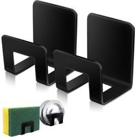 2Pcs Sponge Holders for Kitchen Sink,Premium SUS304 Stainless Steel Waterproof Sponge Holder Sink - Quick Drying Strong Adhesive Sponge Holder - Black