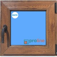 Ventana PVC 500x500 Roble Dorado Oscilobatiente Derecha Vidrio Mate