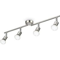 Plafonnier LED 4 spots orientables, inclus 4 ampoules LED 2,9W GU10, barre spots plafond salon salle à manger cuisine couloir, lumière blanche chaude