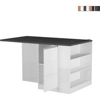 Îlot central avec table pour cuisine moderne 2 portes 160x90x90cm Grover - Blanc - Gris