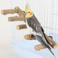 Bird Parrot Ladder Perch for Cage, Nature Wooden Bird Bridge Exercise Stands Parrot Climbing Chewing Toys for Small Animal-Crezuo