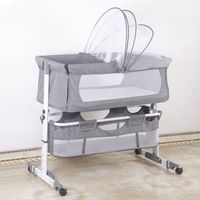 Skecten – Berceau cododo inclinable gris – Lit d'appoint portable avec moustiquaire – Support en aluminium – Dimensions 87x38cm