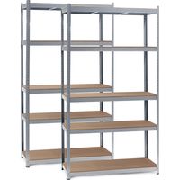 Wiltec Set 2x Schwerlastregal 100x60x200cm, 200kg/Ablage, Steckregal verzinkt aus Stahl, Lastenregal mit 5 Ablagen, Werkstattregal