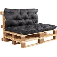 Ambientehome Cuscino per pallet con schienale circa 120 x 140 x 10 cm Euro pallet grigio 20064