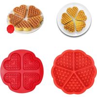 2 Pièces Moule Silicone Gaufres, Réutilisables Moules à Muffins en Silicone Antiadhésifs, Moule Gaufre Air Fryer en Forme de Cœur Rouge, Parfait pour Gaufres et Gâteau,Parent,-