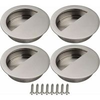 royaluxe-Poignée Porte Coulissante 4 Pièces Porte Coulissante Poignee Porte Coulissante Porte Coulissante Placard Poignée Encastrée Poignée de Meuble avec Vis Porte Coulissante Armoire Argent