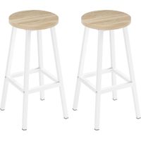 Klihome 2x Sgabelli da Bar, Sgabello da Bar con Gambe Poggiapiedi, Sgabello senza Schienale per Cucina, Sala da Pranzo e Bar, Legno chiaro