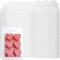 Wickless Candle Mold with 6 Cavities, Heart Shaped Empty Clear Cube Tray, 50 Pieces