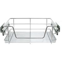 3 paniers coulissants en acier inoxydable pour placard 50cm – Glissières à roulement à billes – Capacité 20kg par panier – Installation rapide – Kukoo