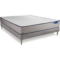 Ensemble matelas Latex et Mémoire de forme ACTILATEX FORM 140x190 cm 5zones de confort + sommier KIT gris