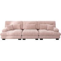 3-Sitzer Modulares Ecksofa mit Tiefensitz, Chenille Schlafsofa Komfortabel Gepolstert für Wohnzimmer, Apartment, Studio, Büro, Chenille Rosa