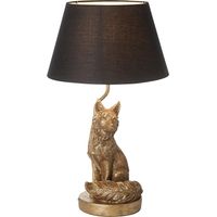 Endon Fox Lampada da tavolo con base e paralume, vernice dorata vintage e tessuto nero