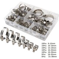 Colliers de serrage américains en inox 201 réglables 8-38 mm, assortiment 60 pièces en boîte