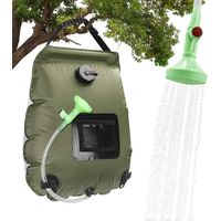 AGE Sac de douche solaire, 20L Sac de douche portable de camping chauffage solaire, douche solaire de voyage avec interrupteur marche/arrêt tuyau et pomme de douche pour le camping, la randonnée et le
