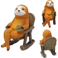 Figurine Résine Paresseux sur Chaise à Bascule - Miniature Décorative pour Pot de Fleurs, Bureau, Jardin et Décoration d'Intérieur