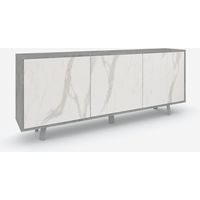 Madia buffet 3 ante design moderna Velbruk - Grigio - Marmo Calacatta