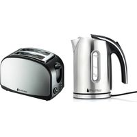 Establecer barra de desayuno - Hervidor 2200W acabado de acero inoxidable 1.7L + Tostadora dos ranuras 900W inoxidable