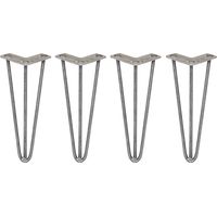 4 Gambe per Tavolo a Forcina SkiSki Legs 30,5cm Acciaio Naturale 3 Rebbi 10mm