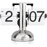 Flip Clock - Quartz Movement - Silent Mechanical Display - Desk Use - Retro Minimalist Design - 1 Unit
