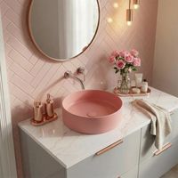 PixL 36x12,5 cm Aufsatzwaschbecken Infinitio ohne Überlauf, rosa (CEPX3636PM)