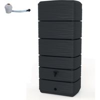 EDA – Récupérateur d'eau de pluie 300 L – Cuve en polypropylène résistante aux UV – Installation aérienne – Design gris anthracite