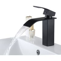Robinet de lavabo CECIPA en laiton noir effet cascade, idéal pour les salles de bains modernes
