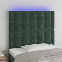 LED Kopfteil Dunkelgrün 100x5x118/128 cm Samt vidaXL