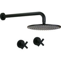 Ensemble de douche à double levier complet avec bras de douche et pommeau de douche noir mat Gattoni TAOLOS 1509015NO Noir mat
