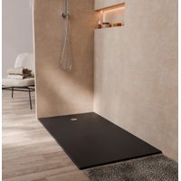 Piatto doccia 160x90x3.3 cm ultrasottile Polibeton nero opaco Soft-Touch - Rifilabile - NELSON