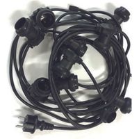 Guirlande lumineuse d'extérieur 10M – 10 douilles E27 – Câble rond noir H07RN-F – Protection IP44 – Branchement direct 220V – Fox Light