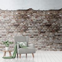 Photo wallpaper Profhome 383331 hot embossed non-woven wallpaper smooth brick look matt grey black white 1.59 m x 2.8 m