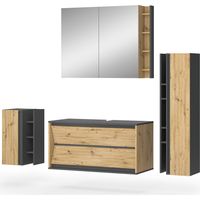 Badmöbel-Set Edelin, Anthrazit/Artisan-Eiche, 4-teilig, Vicco