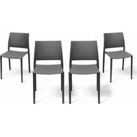 Set di 4 Sedie Milano Moderna in Polipropilene Grigio